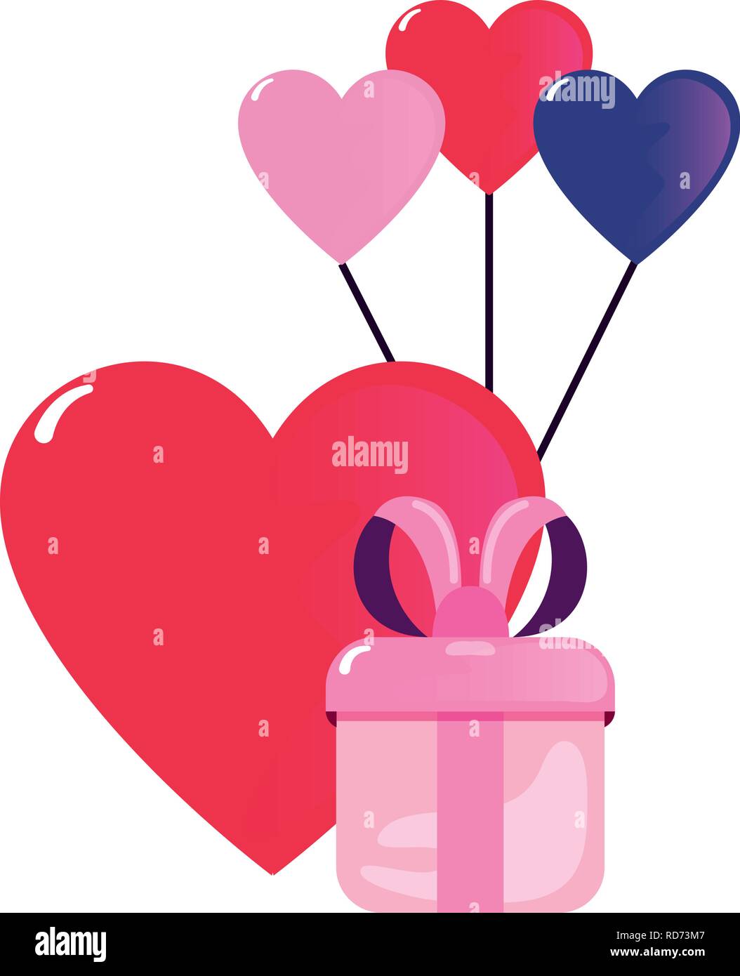 heart and gift balloons happy valentines day vector illustration Stock ...