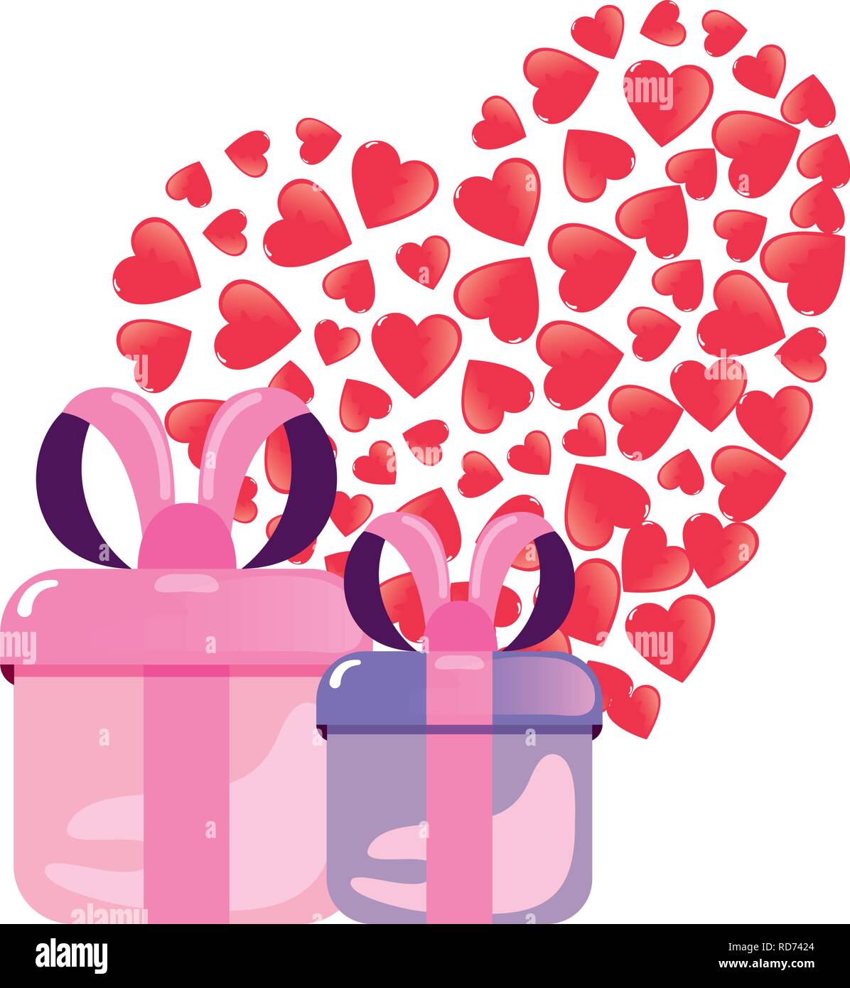 gifts and hearts happy valentines day vector illustration Stock Vector ...