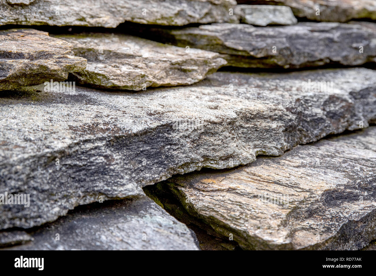 Close-up of a grey stone roof Stock Photo