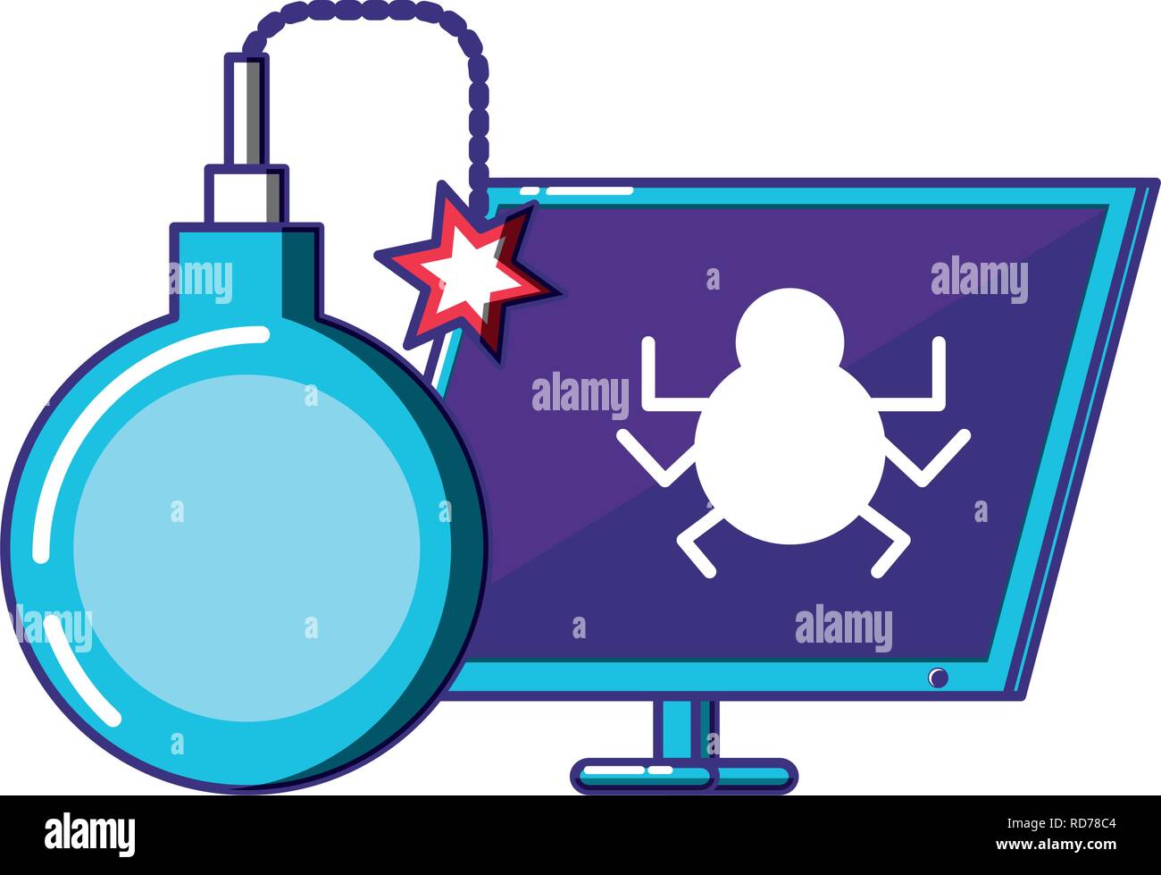 desktop computer with bomb vector illustration design Stock Vector
