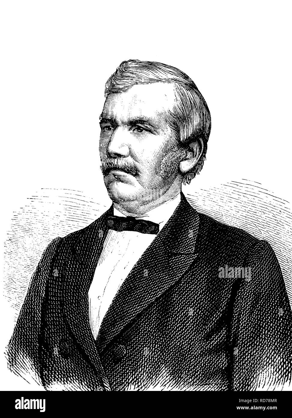 David Livingstone, 1813 - 1873, Scottish missionary and Africa explorer, historical woodcut, circa 1880 Stock Photo