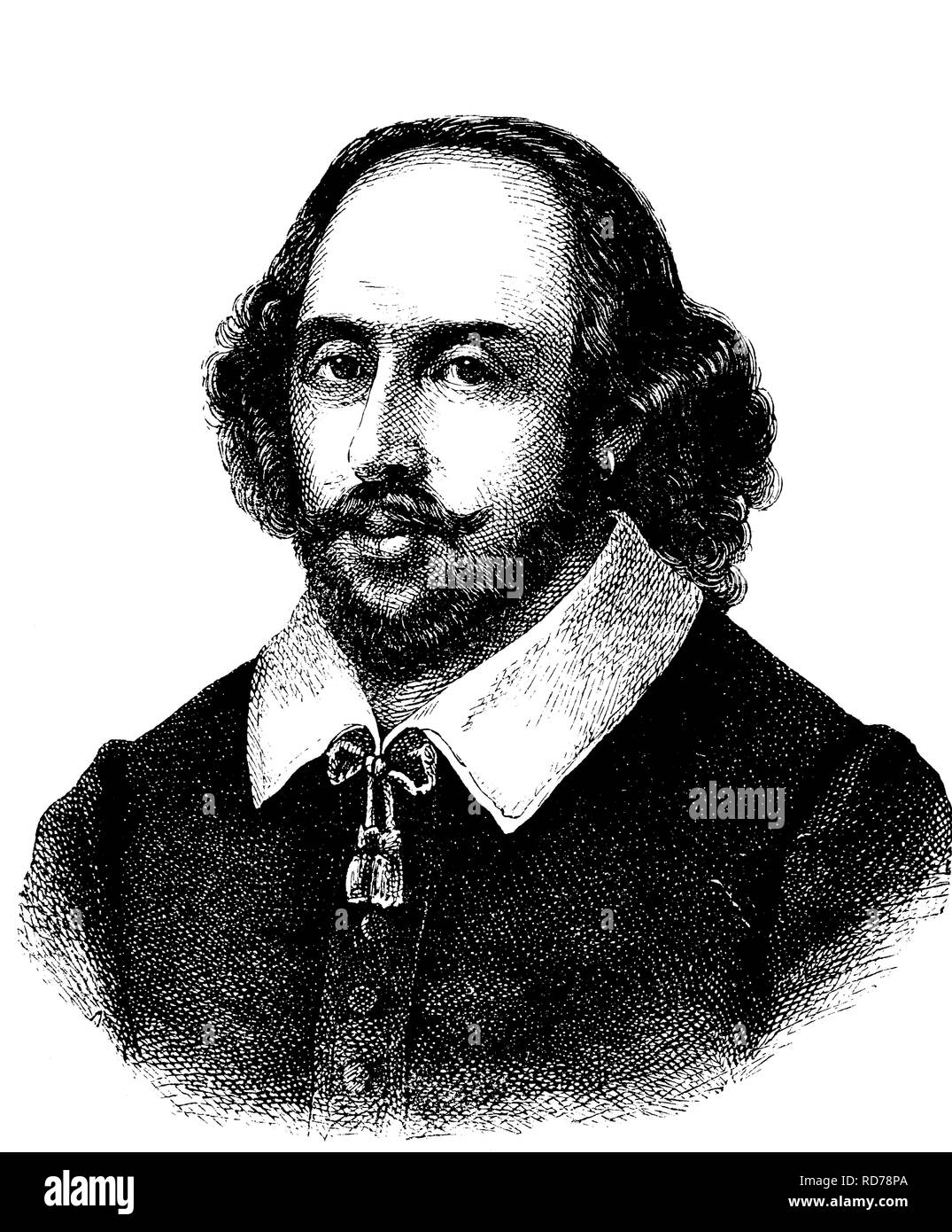 William Shakespeare, 1564 - 1616, English dramatist and poet, historical woodcut, 1880 Stock Photo