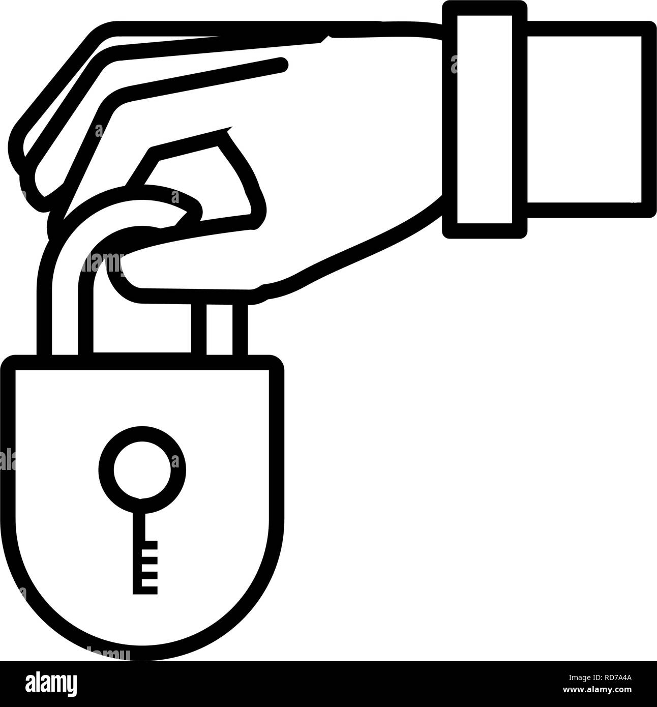 hand with security padlock vector illustration design Stock Vector ...