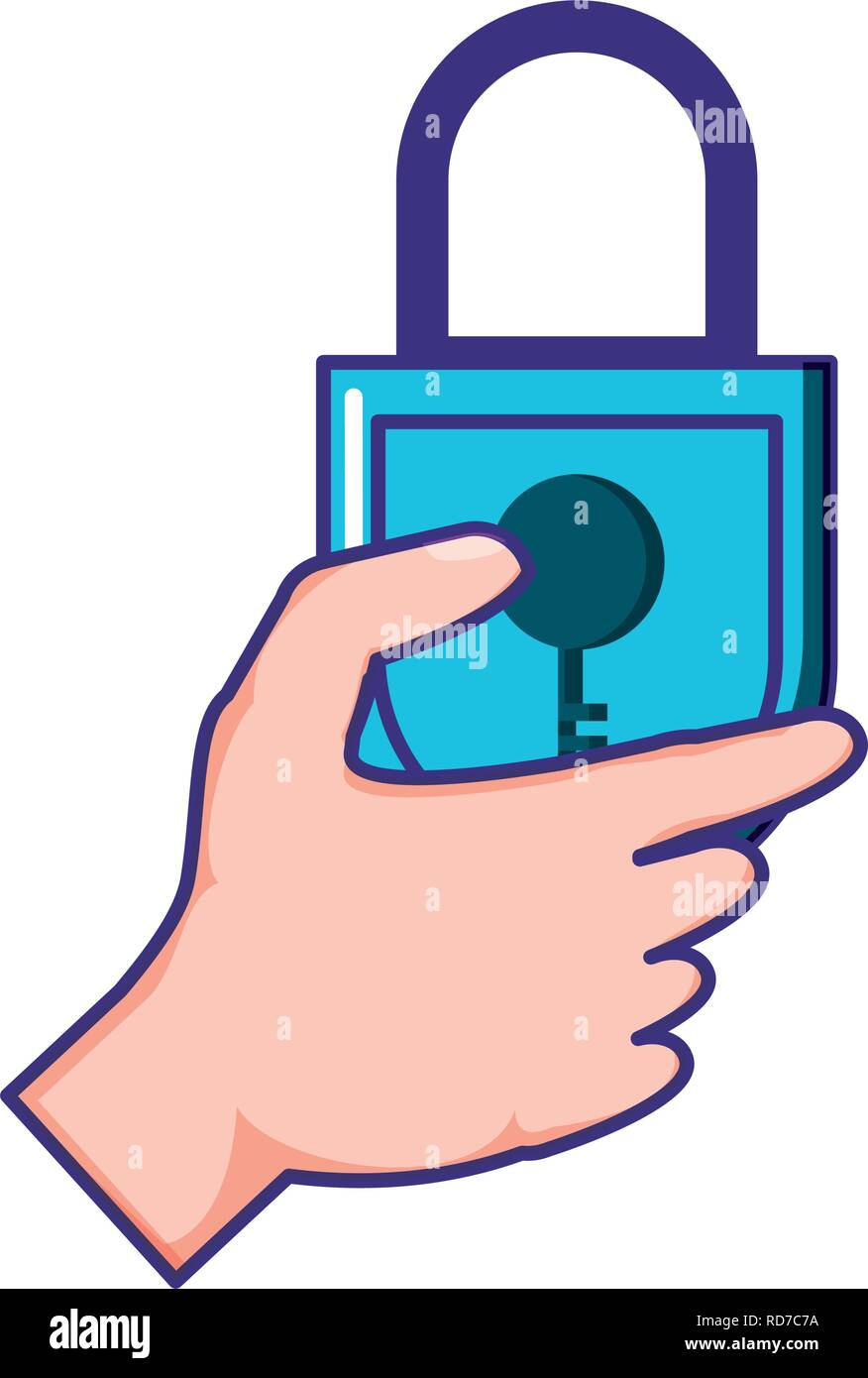 hand with security padlock vector illustration design Stock Vector ...