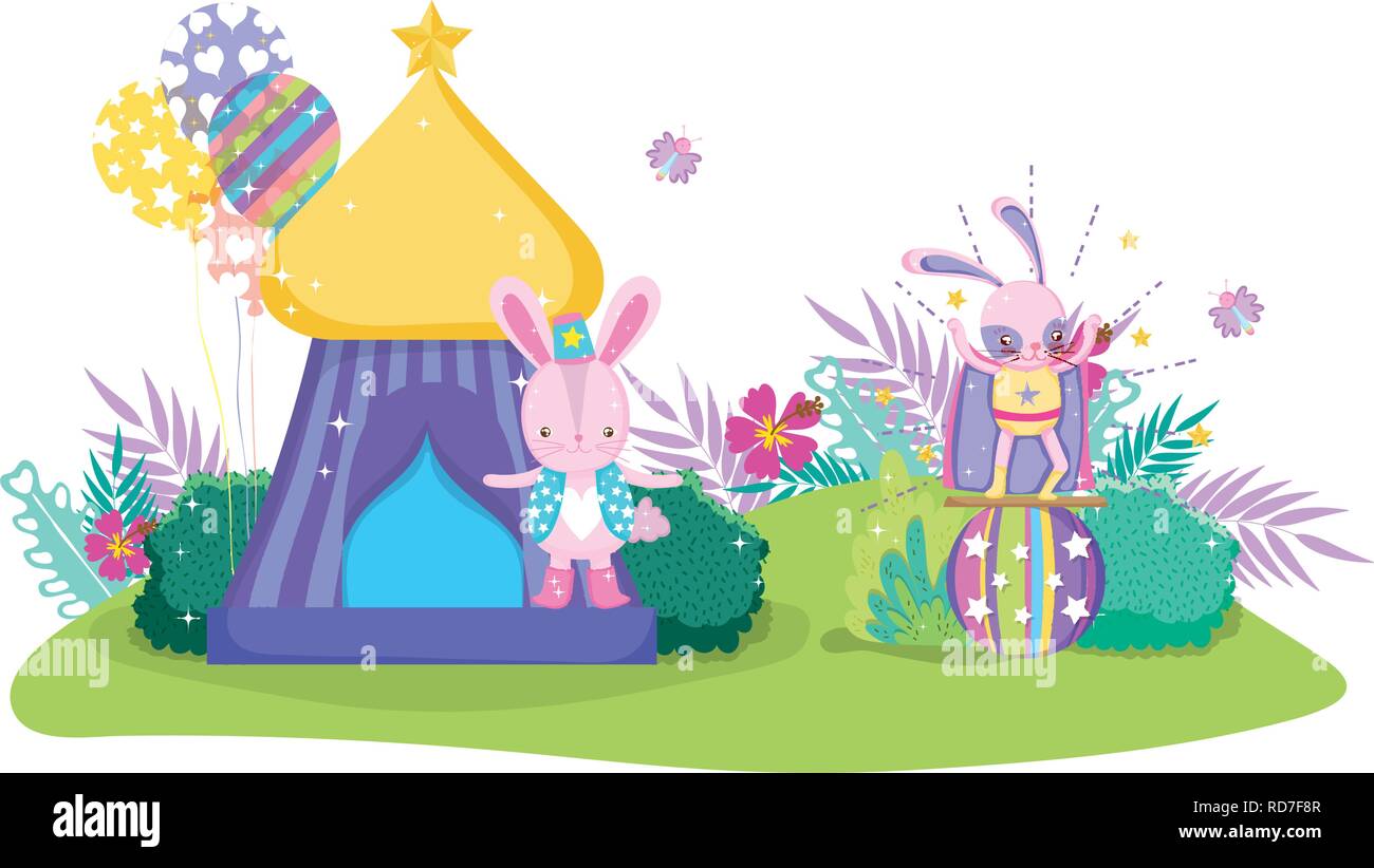 cute circus rabbit with layer and tent Stock Vector Image & Art - Alamy