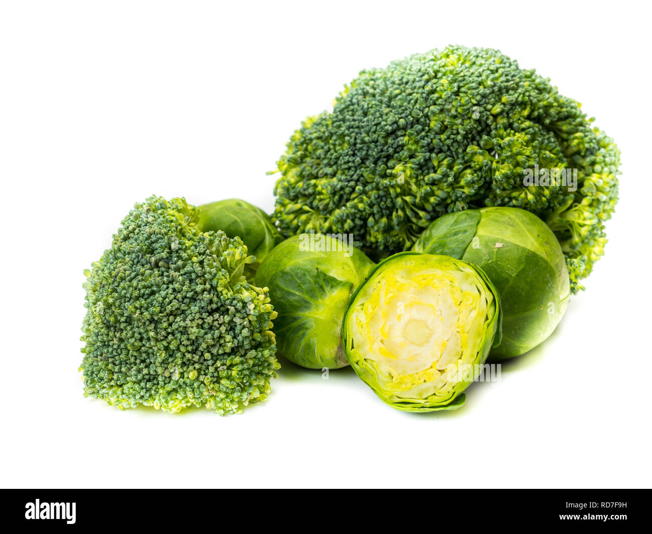 Brussels sprouts and broccoli isolated Stock Photo Alamy