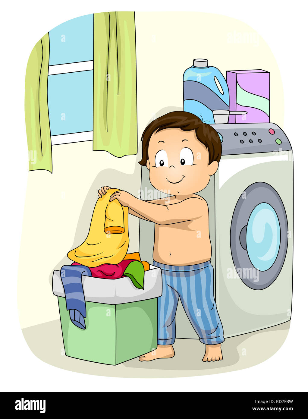 Boy Putting On Clothes Clipart