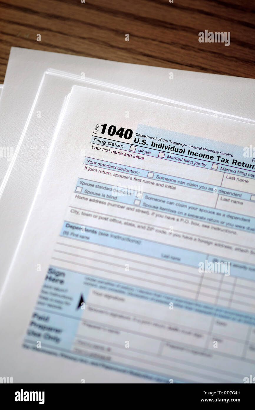 Individual Taxes Forms Tax 1040 Stock Photo Alamy