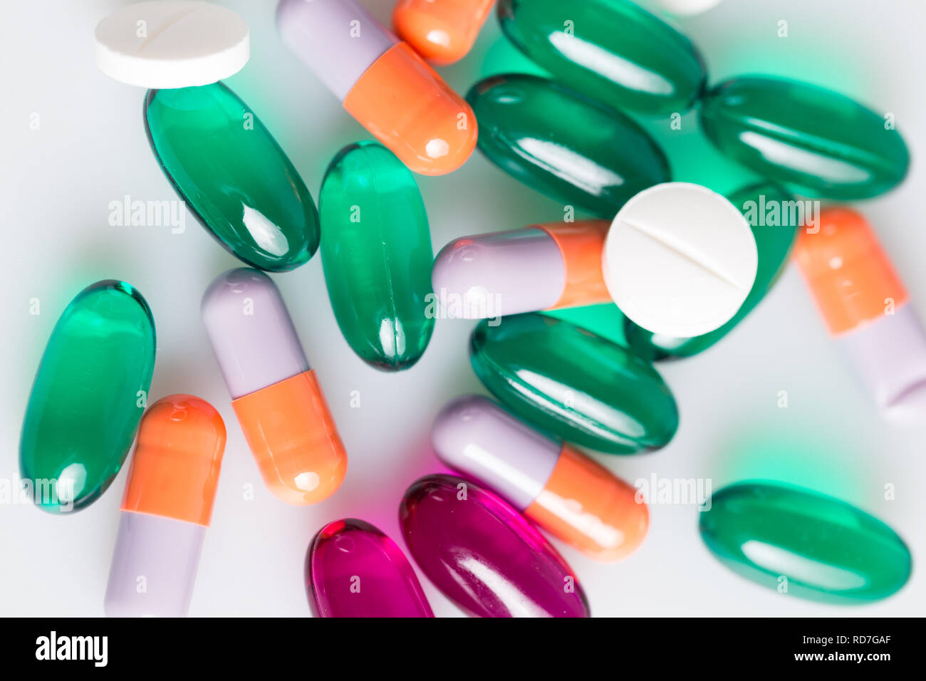 Close up to medicine pills and tablets Stock Photo