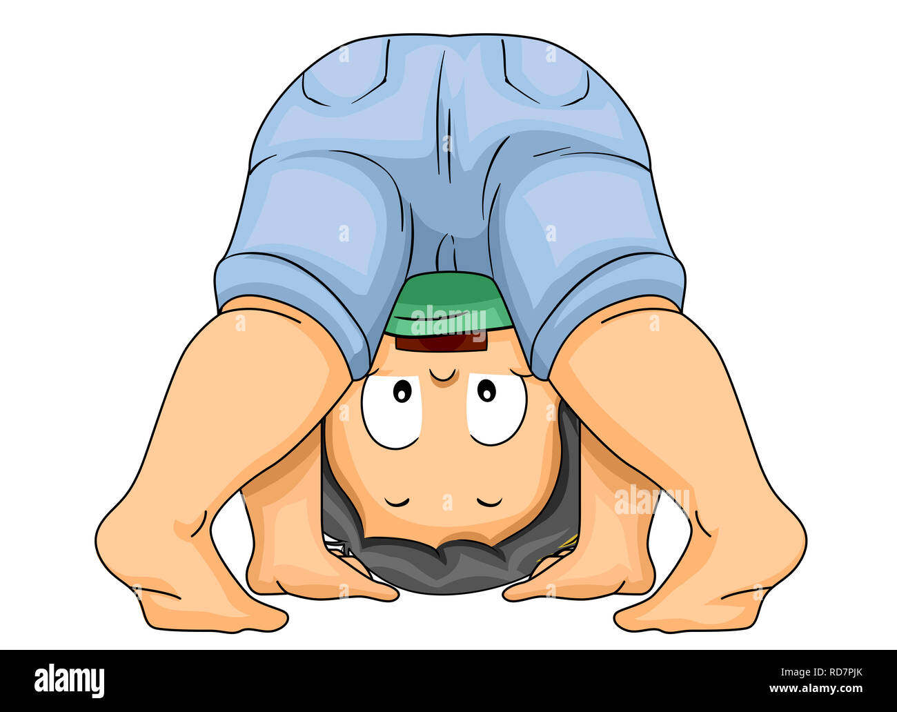 Illustration of a Kid Boy Toddler Playing Upside Down Stock Photo Alamy