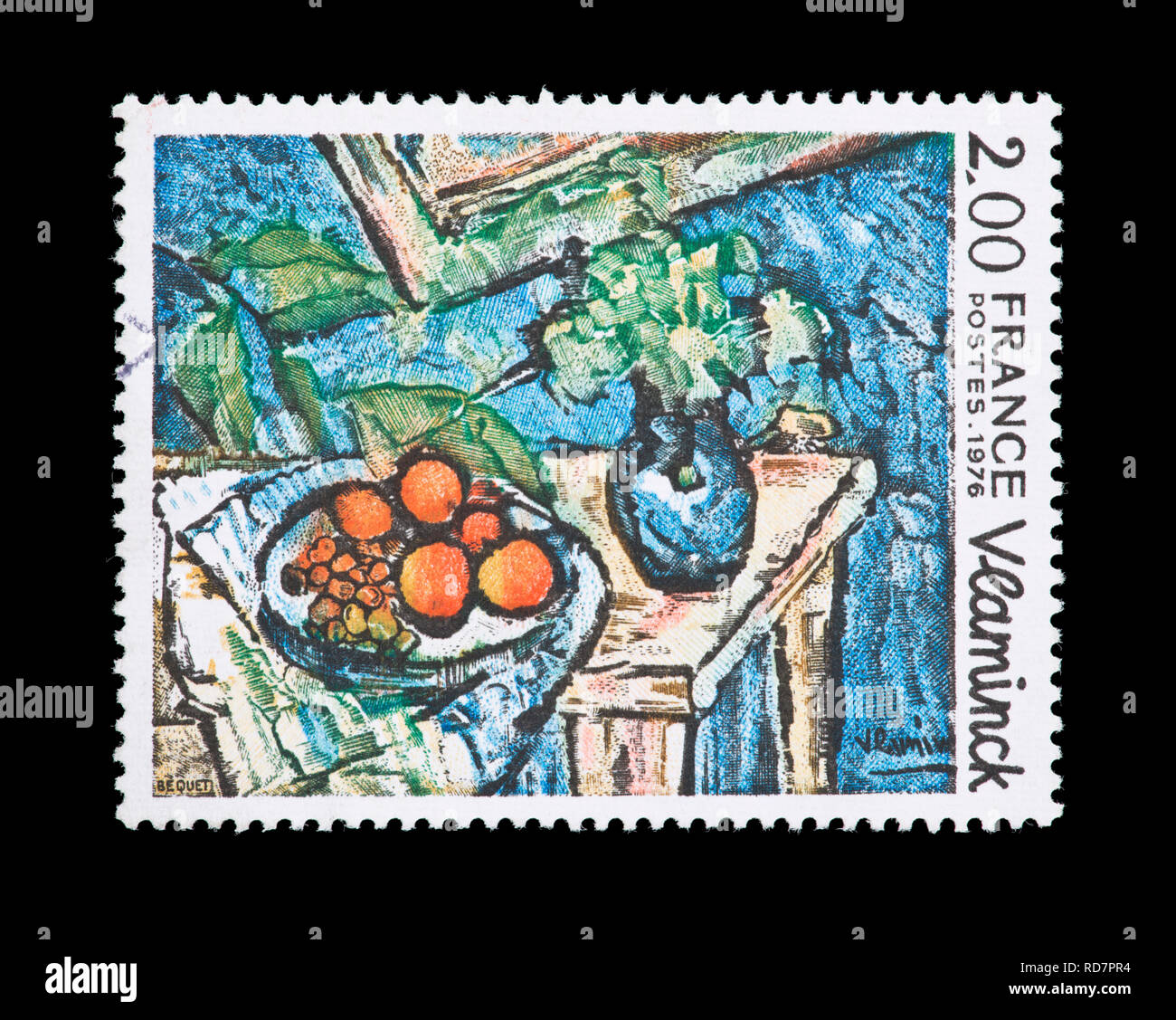 Postage stamp from France depicting the Maurice de Vlaminck painting Still Life Stock Photo