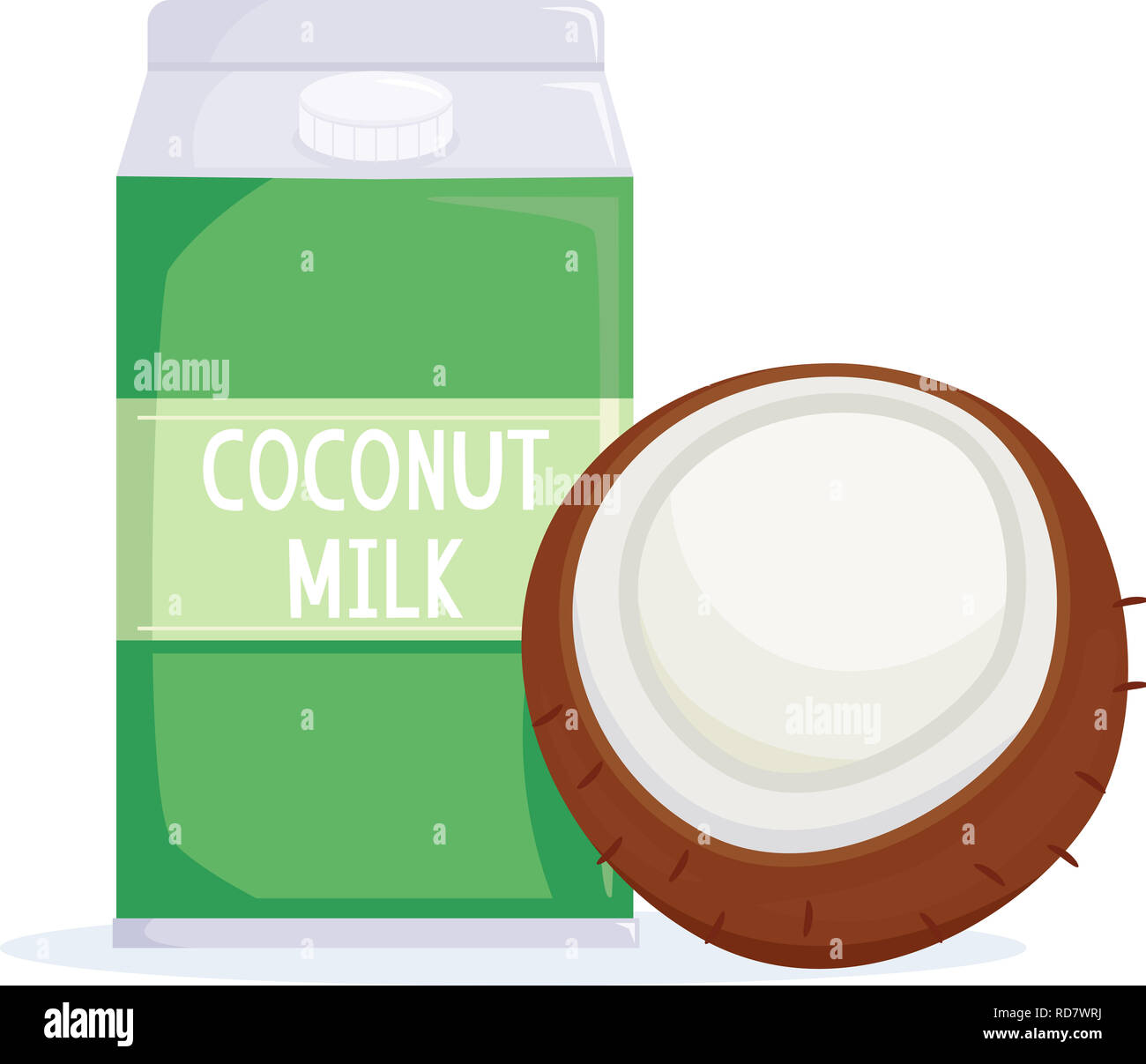 Illustration of a Coconut with a Coconut Milk Carton Stock Photo Alamy