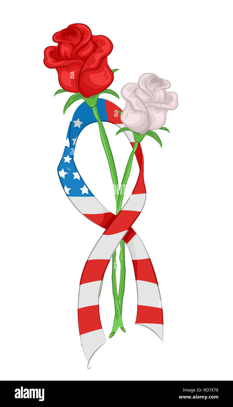 Illustration of Roses and Ribbon with US Flag Design for Memorial Day ...