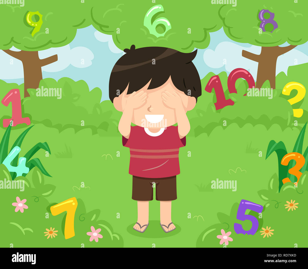 Children playing hide and seek illustration Stock Vector Image & Art - Alamy