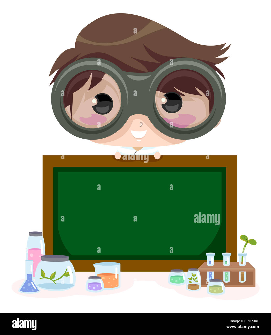 Illustration of a Kid Boy Scientist Holding a Blank Blackboard with ...