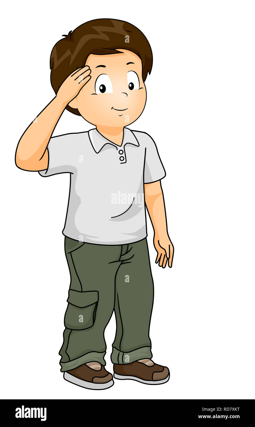 Illustration of a Kid Boy with Hand Up in Salute Stock Photo