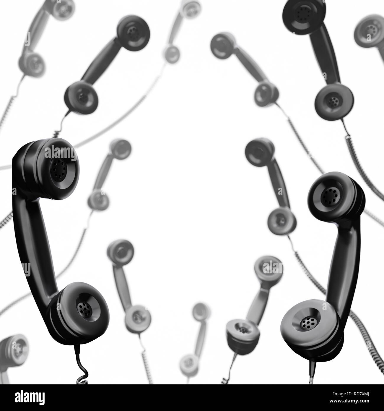 Levitating Phone Handsets Stock Photo