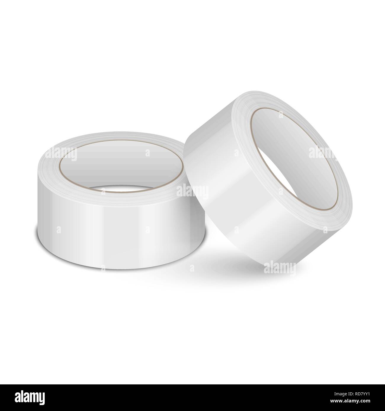 Vector Realistic White 3d Glossy Tape Roll, Sticky, Duct Tape Template