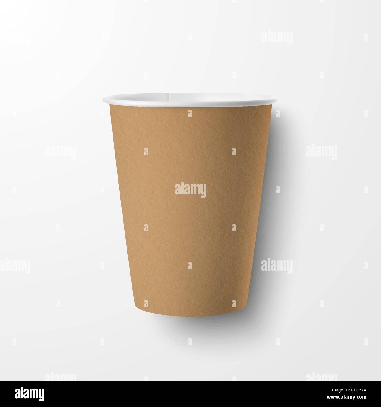 Vector Realistic 3d Brown Craft Paper Disposable Cup Icon Closeup ...