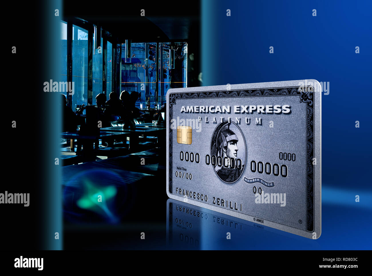 Close up of American Express card against composite background Stock Photo