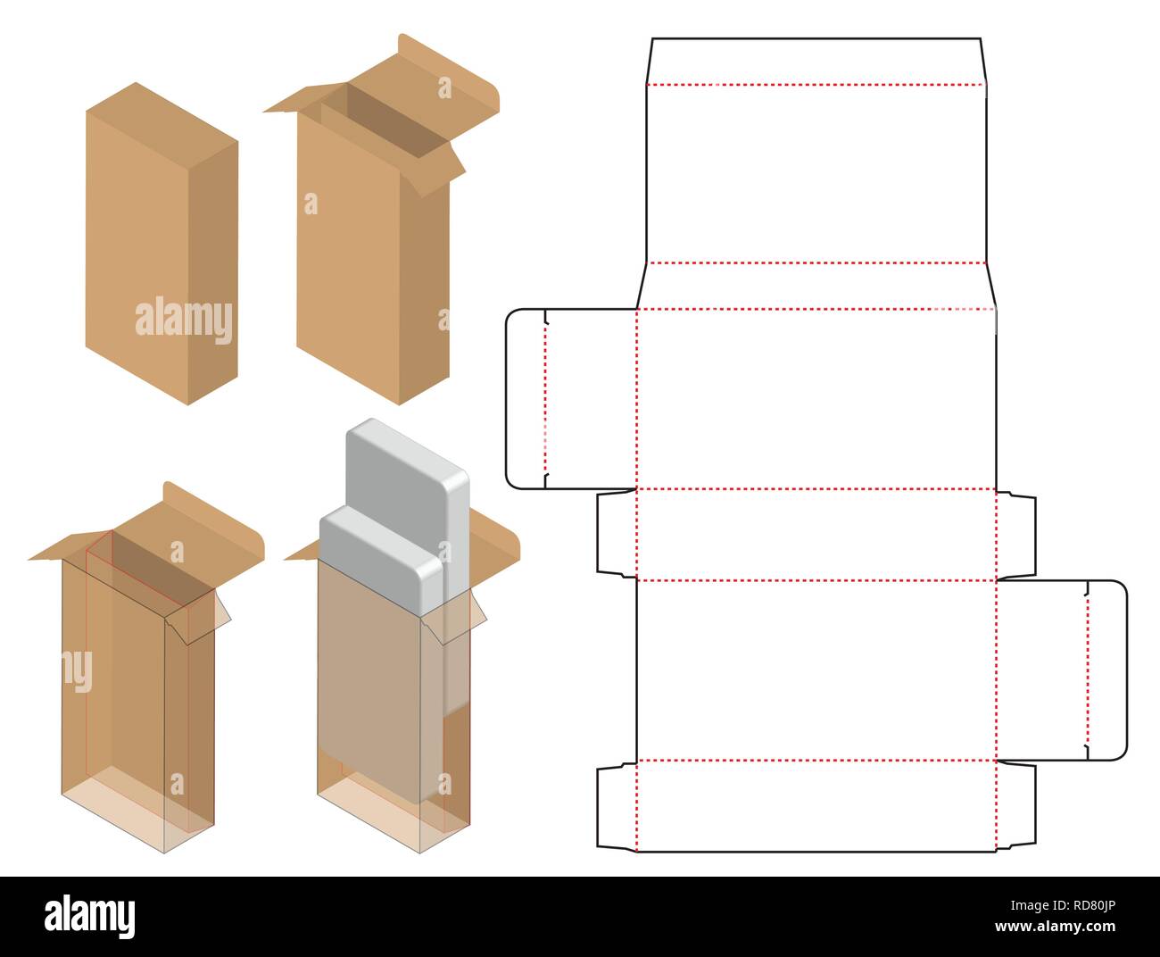 Box packaging die cut template design. 3d mock-up Stock Vector Image ...