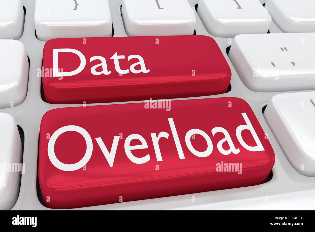 3D illustration of computer keyboard with the script Data Overload on ...