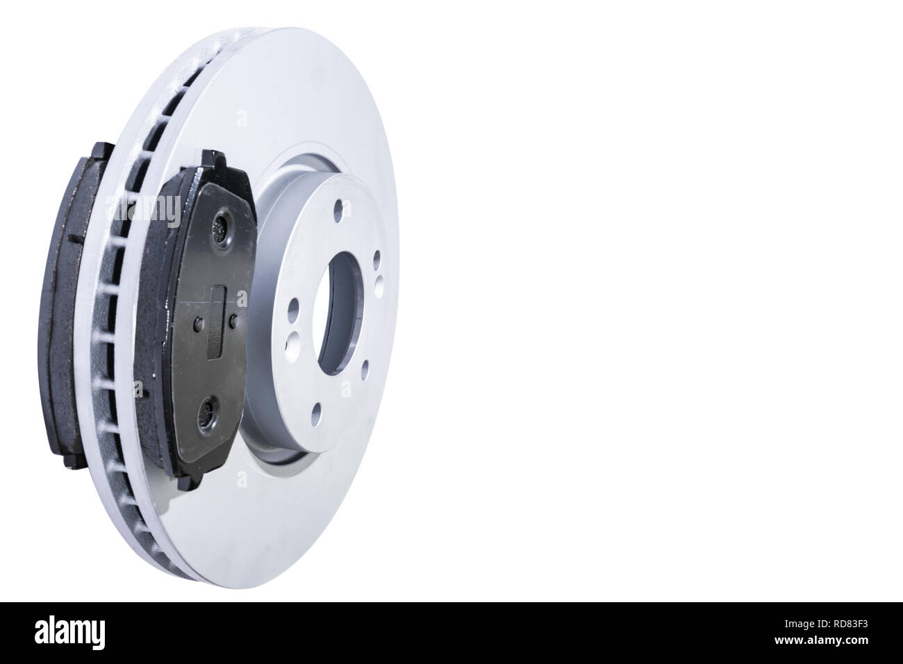 Car Brake discs and brake pads isolated on white background. Auto parts