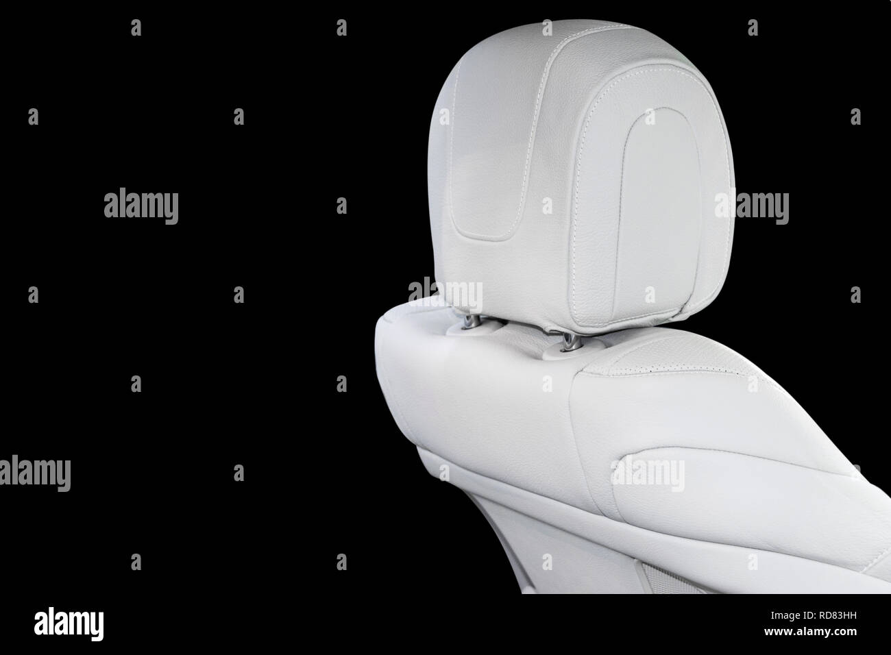 White leather interior of the luxury modern car. Leather comfortable