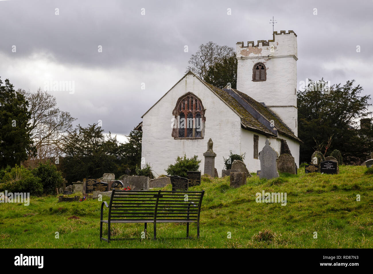 St Cadoc's church, Llangattock Lingoed, near Abergavenny, a medieval parish church. Stock Photo