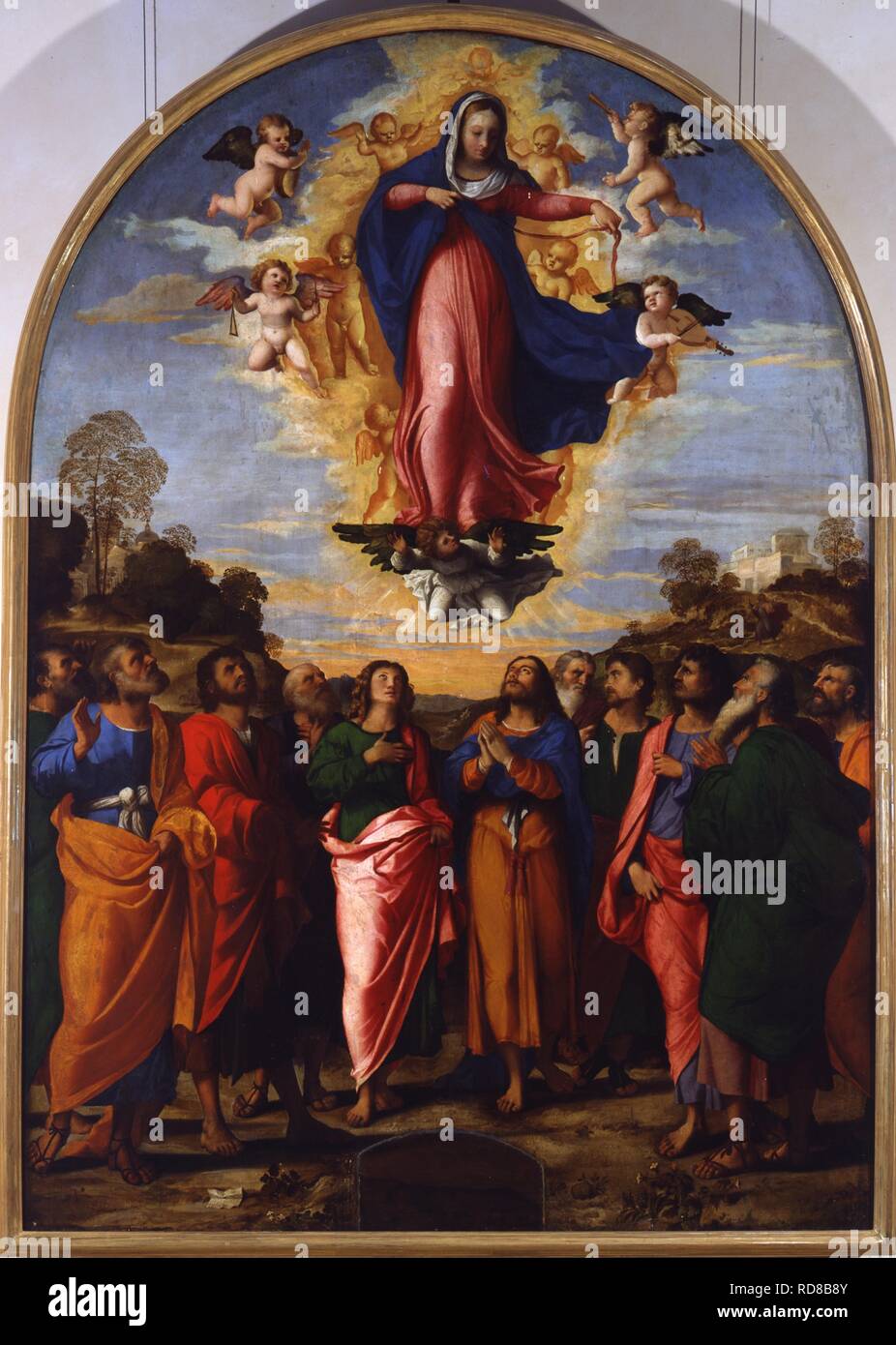 The Assumption of the Blessed Virgin Mary. Museum: Gallerie dell'Accademia, Venice. Author: Palma il Vecchio, Jacopo, the Elder. Stock Photo