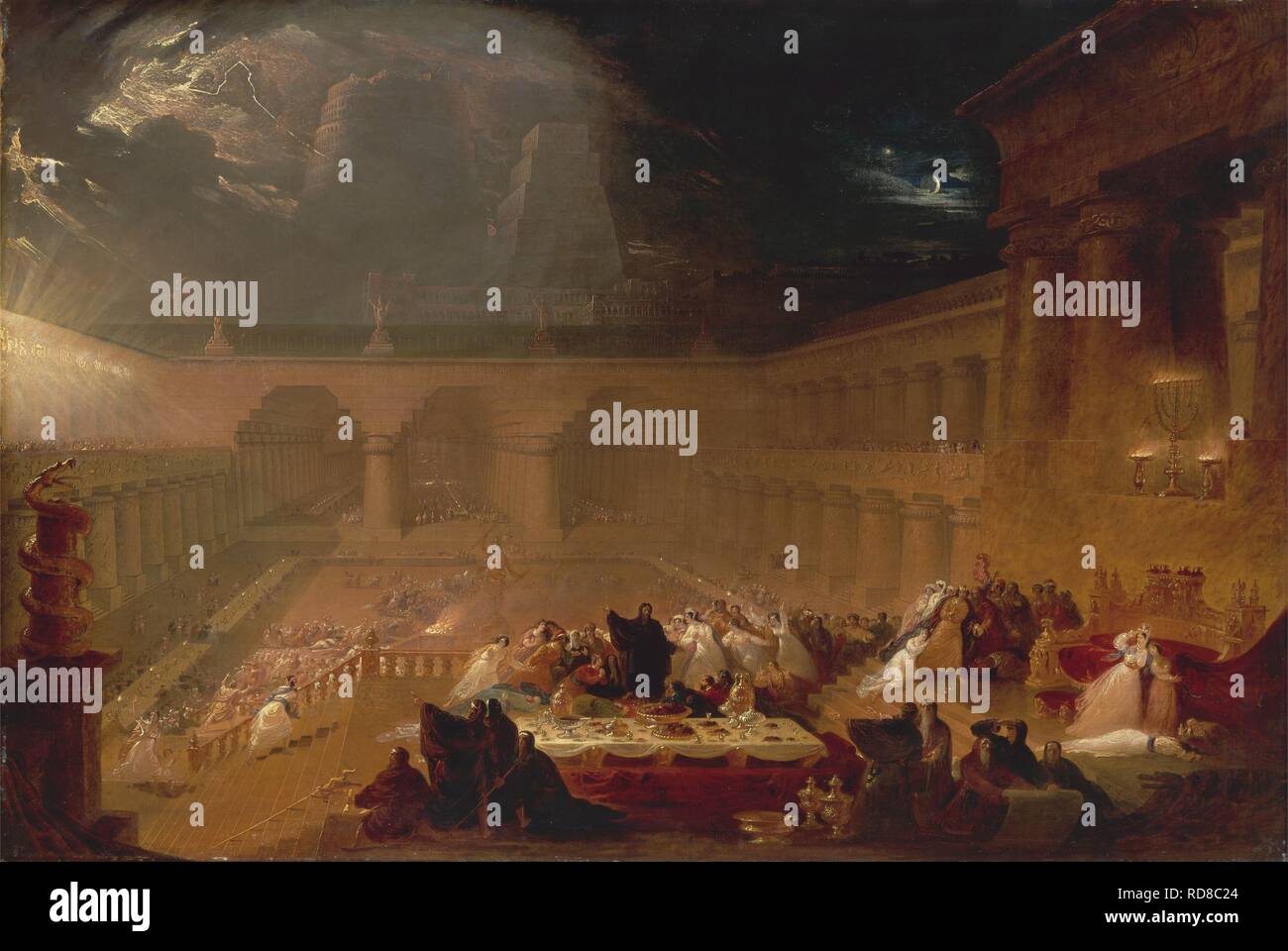 The Feast of Belshazzar. Museum: Yale Center for British Art. Author: MARTIN, JOHN. Stock Photo