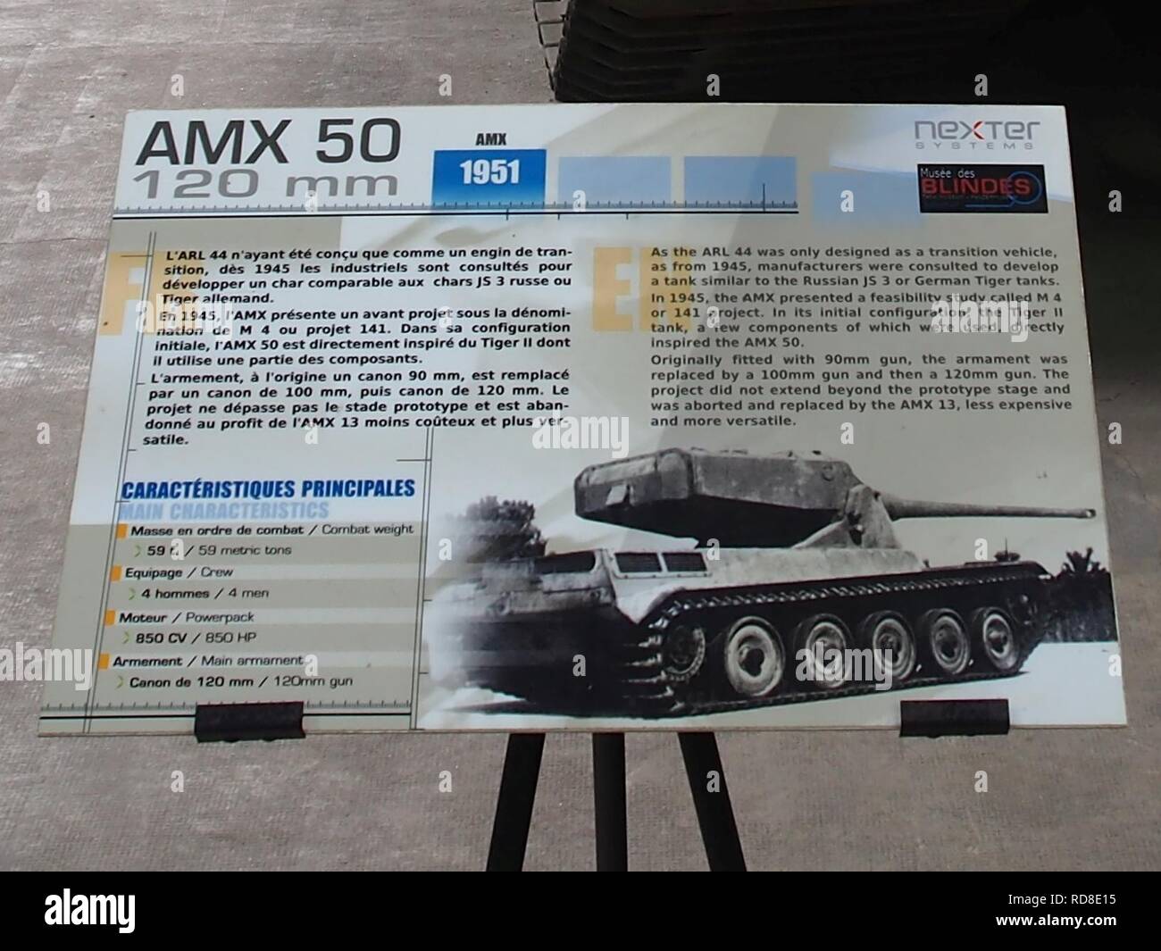 AMX 50 sign in the Musée des Blindés, France. Stock Photo