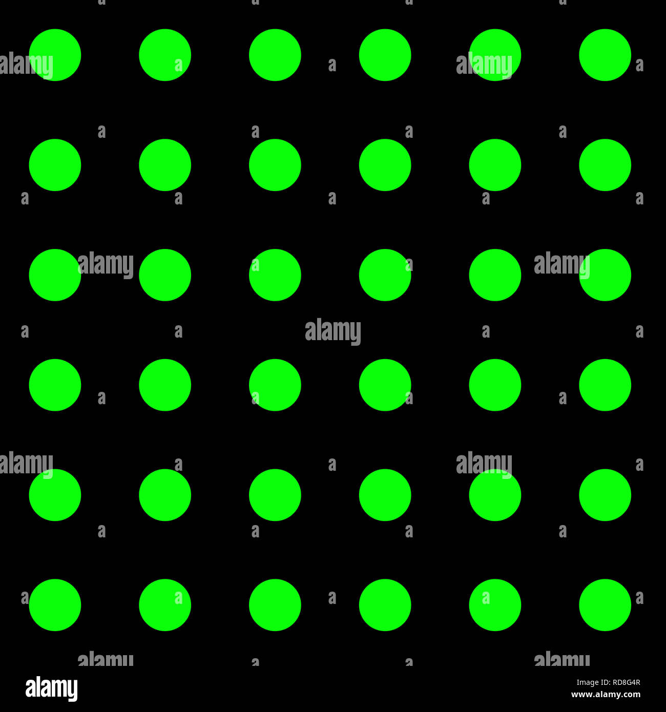 Seamless repeating pattern of big green dots on a black background Stock Photo