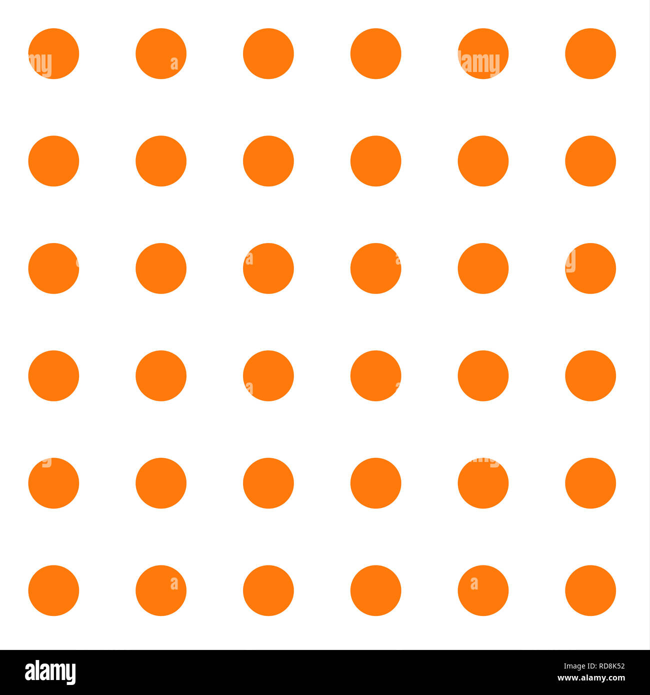 Seamless repeating pattern of big orange dots on a white background Stock Photo