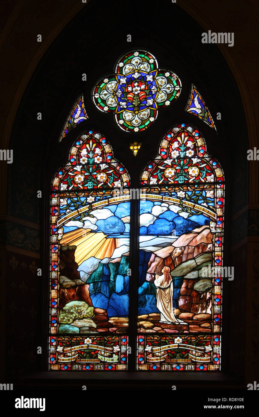 Large stained glass windows in the Holy Name Cathedral in Chicago, IL