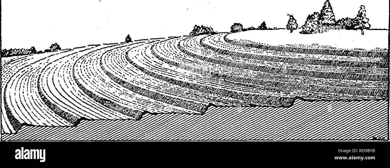 . Productive soils; the fundamentals of successful soil management and profitable crop production. Soils. TERRACING 289 There are two distinct types of terraces—the bench terrace and the ridge terrace (Figs. 190 and 191). A field of bench ter- races resembles a series of benches, while ridge terraces are simply. Fig. 190.—Bench terraces. (U. S. D. A.) ridges of earth thrown up across the slope of a hillside. The former is essentially steep-land terracing, and the latter is for moder- ate slopes.. Please note that these images are extracted from scanned page images that may have been digitally  Stock Photo