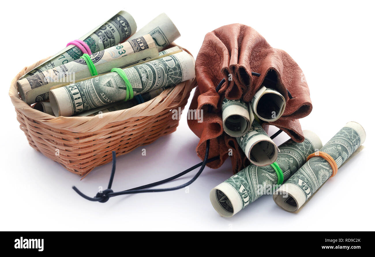 Rolled US Dollar over white background Stock Photo