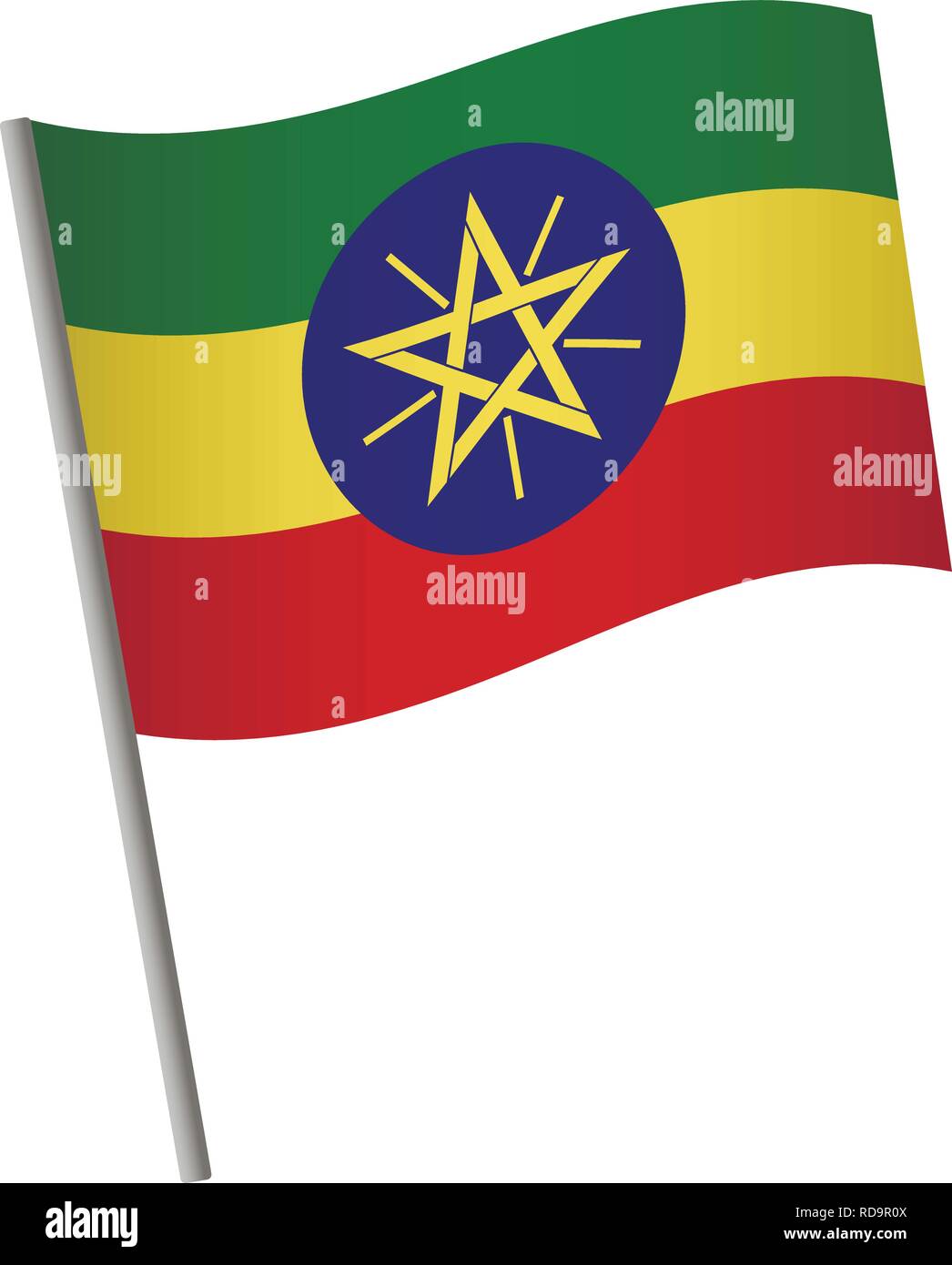 Ethiopia flag icon. National flag of Ethiopia on a pole vector illustration Stock Vector Image ...