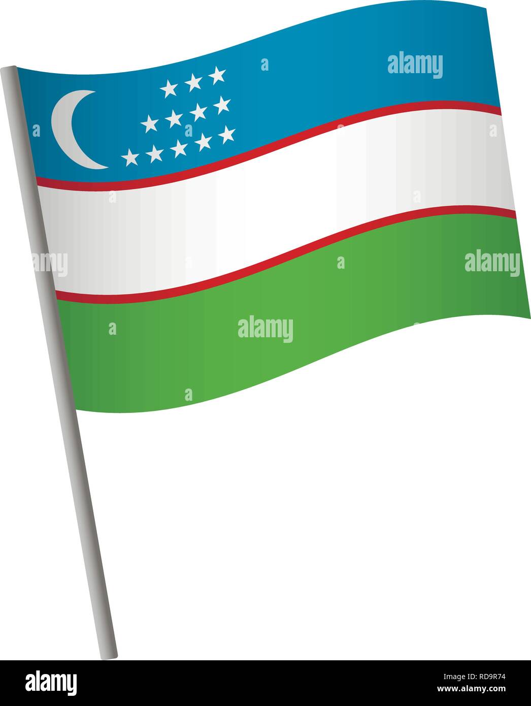 Uzbekistan flag icon. National flag of Uzbekistan on a pole vector ...