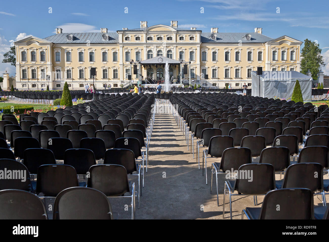 Rundales palace prepared for classical music concert, Latvia Stock Photo