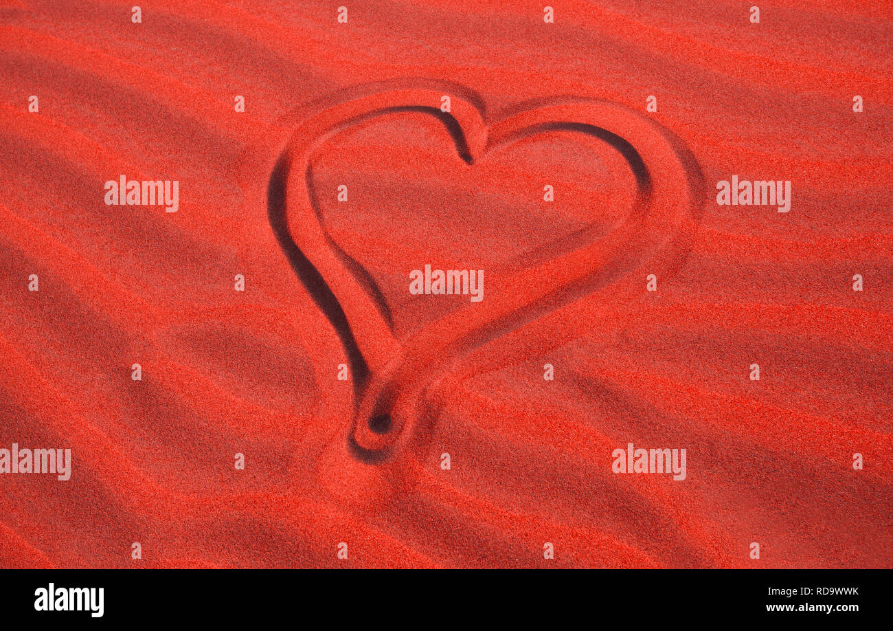 drawing of romantic heart in the arabic sand desert. love concept Stock  Photo - Alamy, image size:1300x918