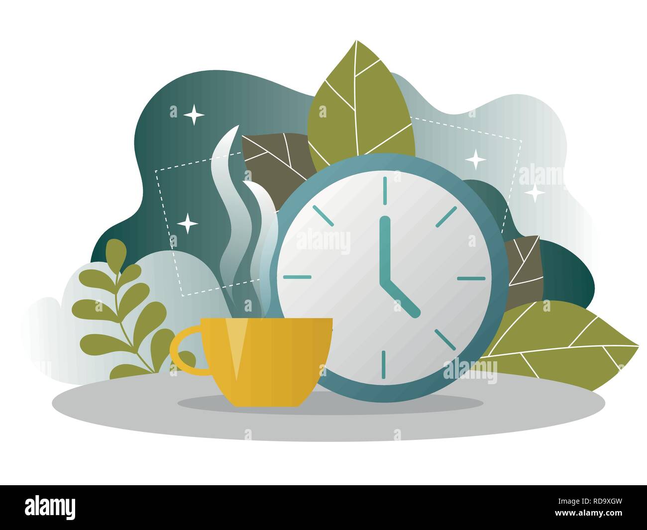Business Coffee Break Landing Page. Lunch Time Banner with Flat Website Template Stock Vector