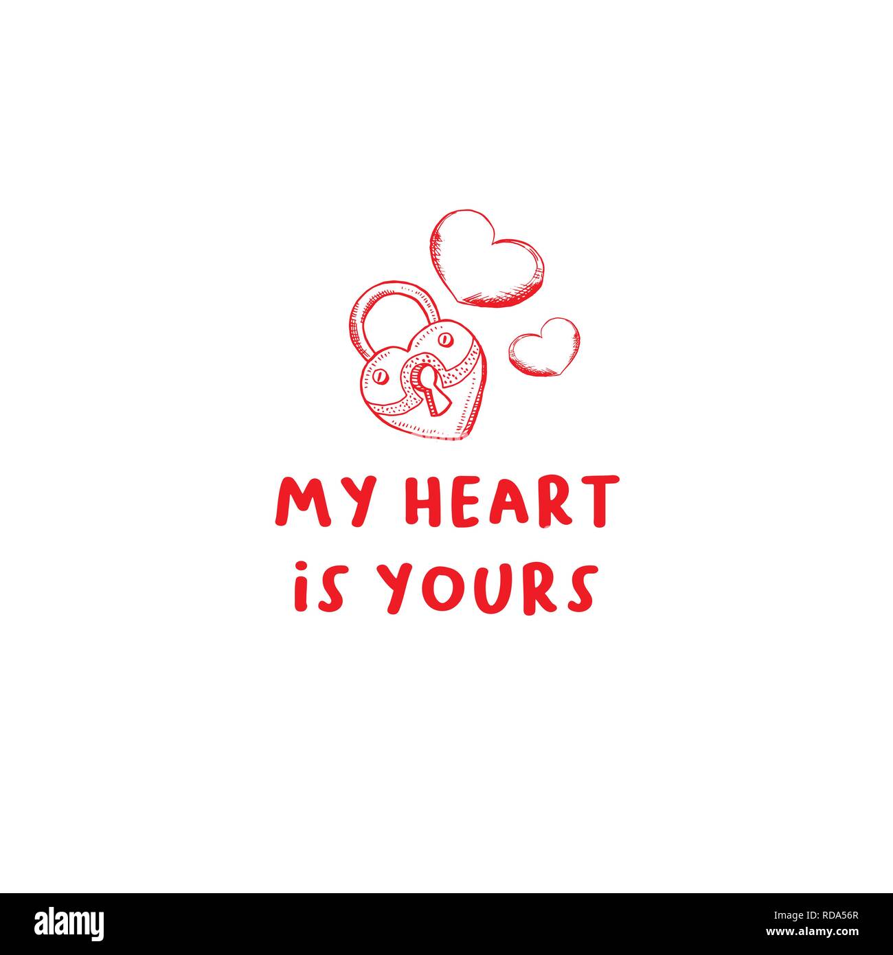 Valentines Day Lock Heart Greeting Card Or Poster With
