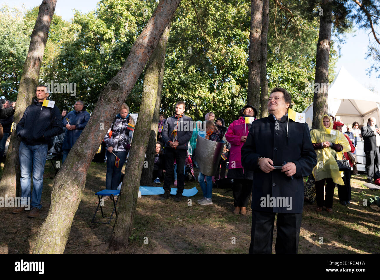 Pope Francis visit to Lithuania at the Santakos Park in Kaunas, Lithuania. Stock Photo