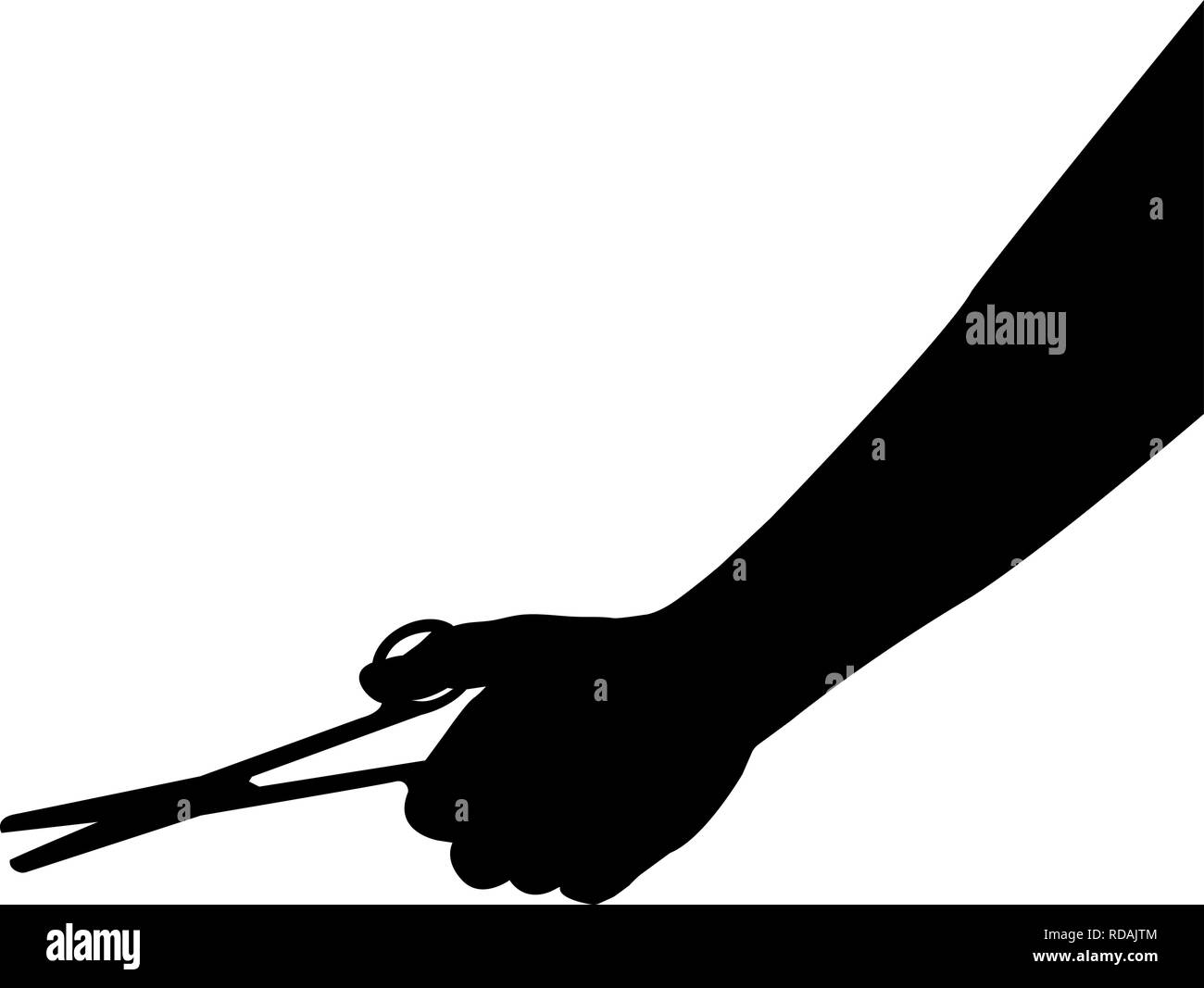scissors in hand silhouette, vector graphic isolated on white background, Stock Vector