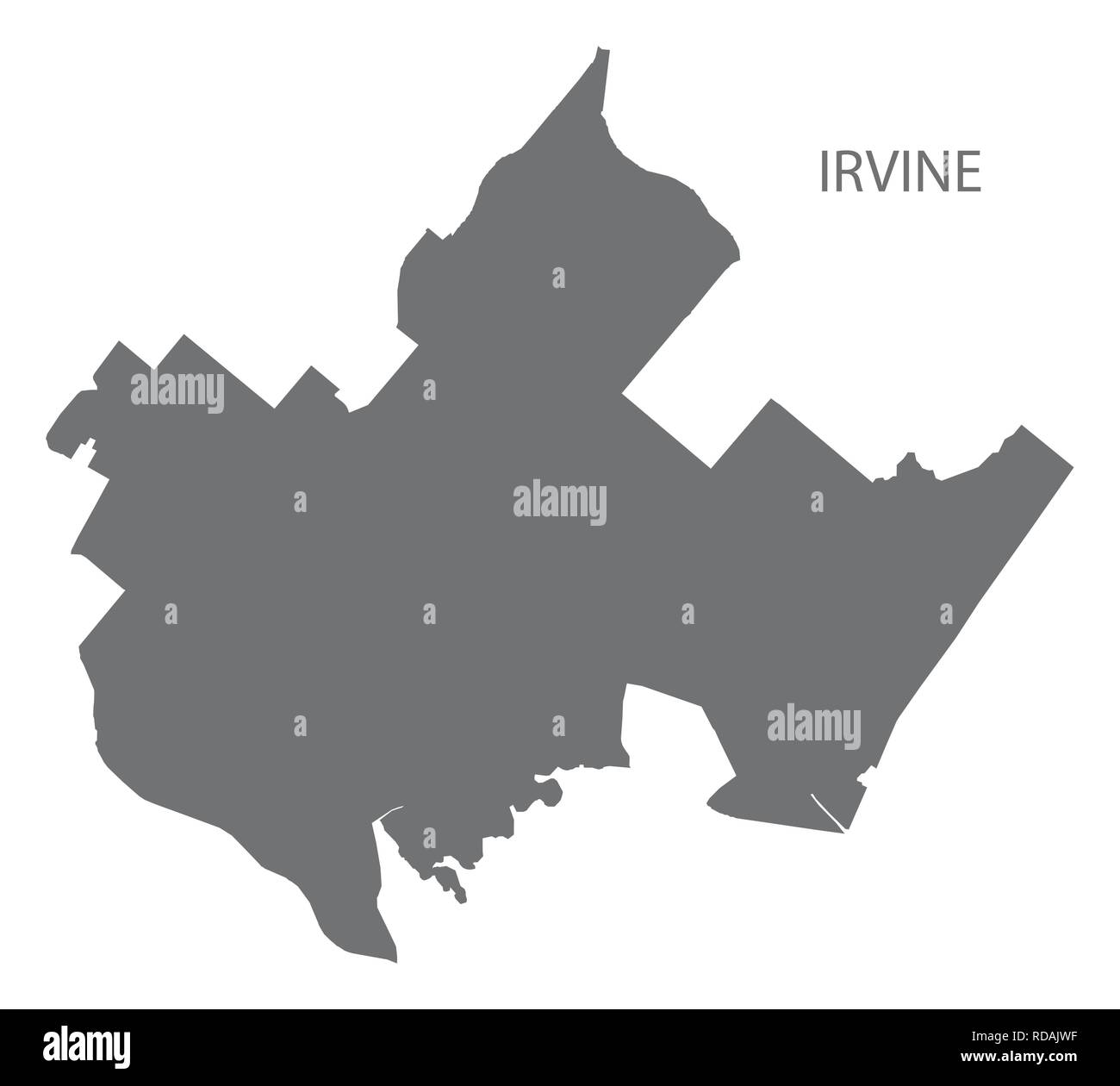 Irvine California city map grey illustration silhouette shape Stock Vector