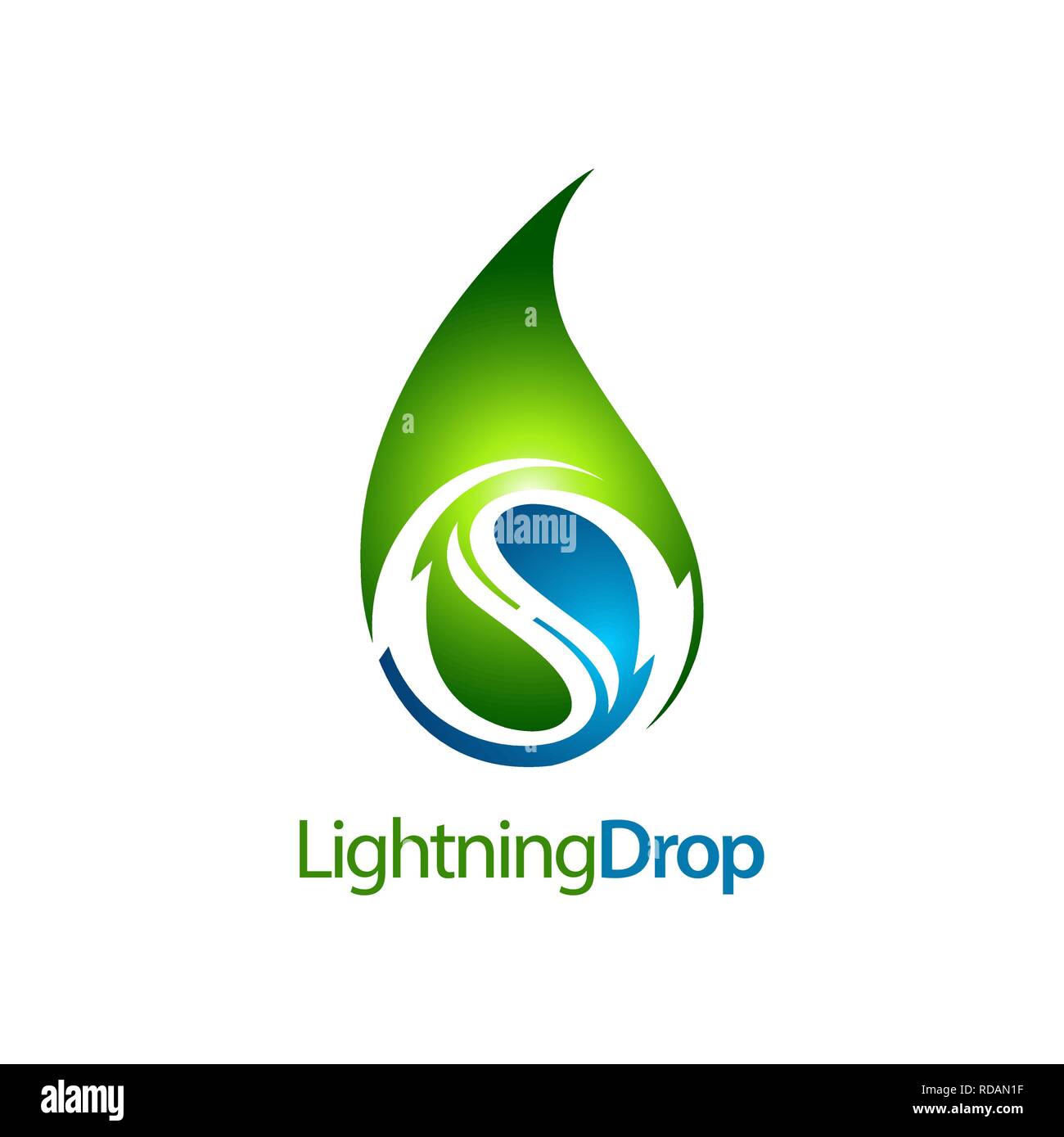 Green lightning water drop logo concept design. Symbol graphic template element vector Stock Vector