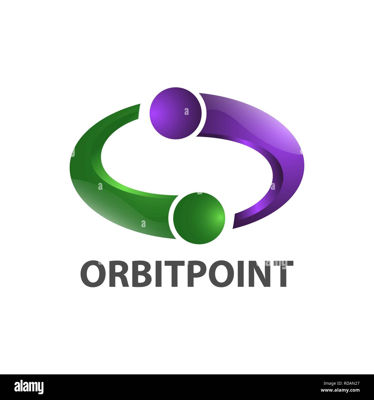 Shiny swirl orbit point logo concept design. Symbol graphic template element vector Stock Vector