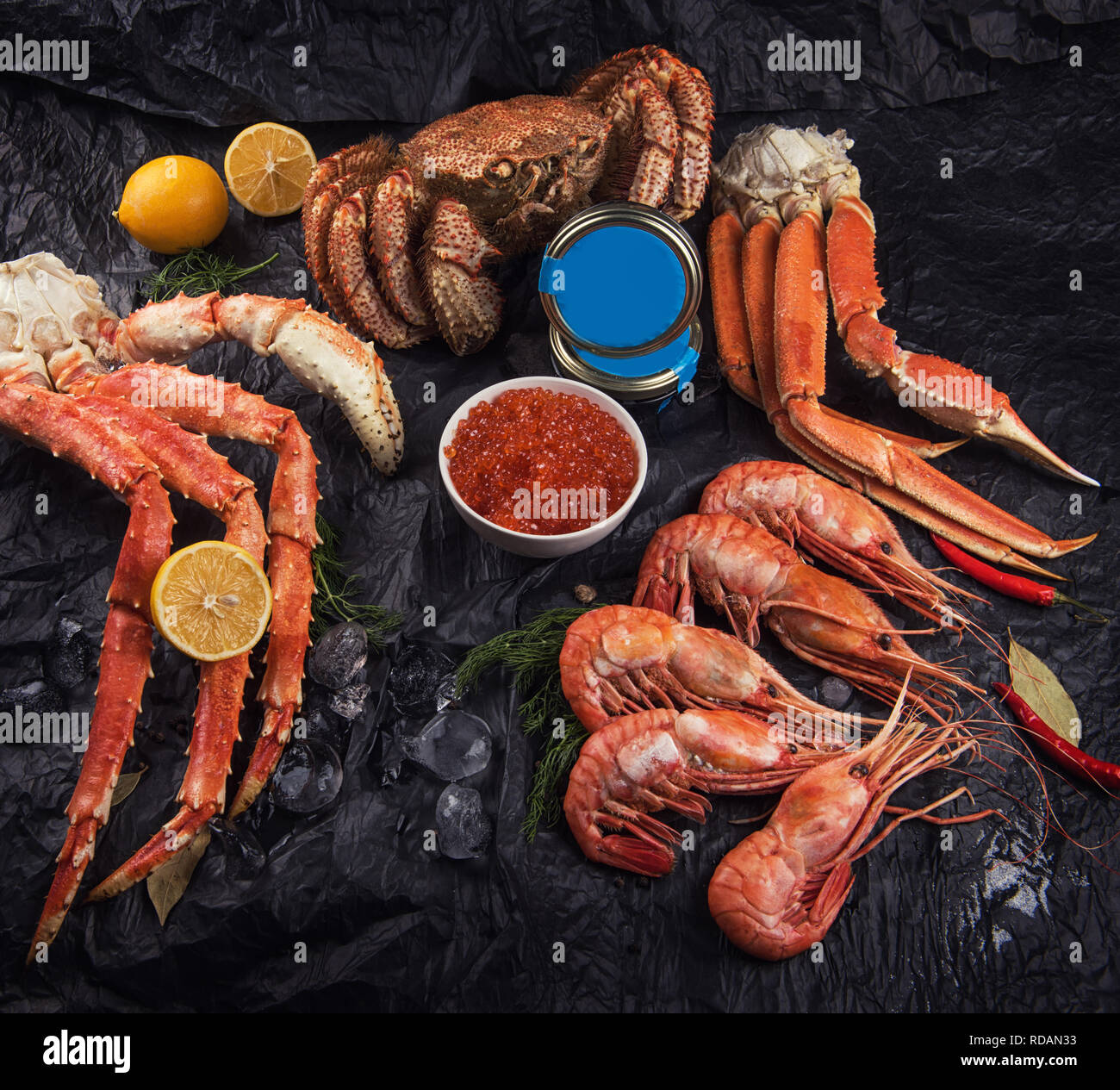 Set of fresh seafood Stock Photo Alamy