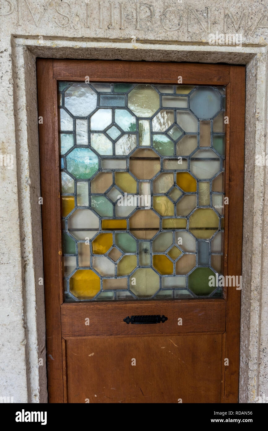 door with a glass top with colourful patterns Stock Photo Alamy